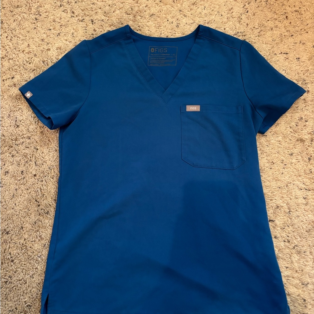 Figs Royal blue scrub top one pocket